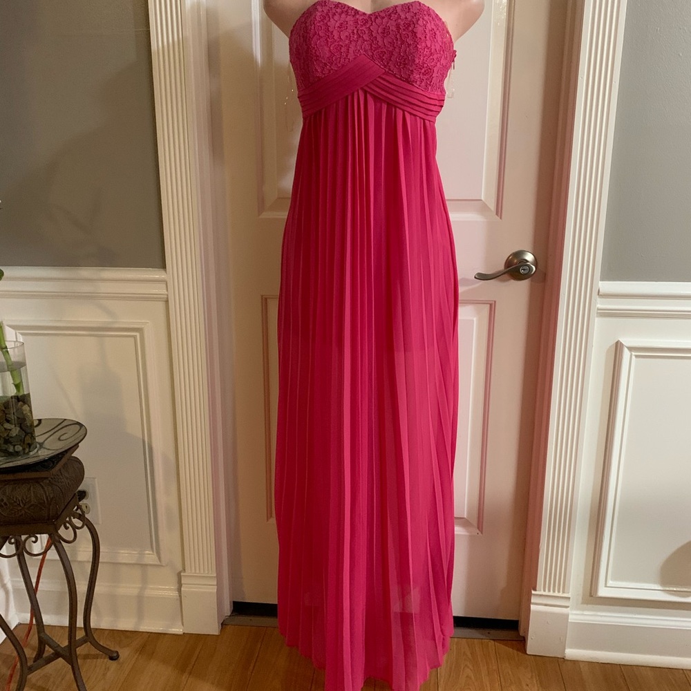 COPY - Women’s junior pink strapless pleated high- low maxi lace top dress size… - Picture 4 of 12